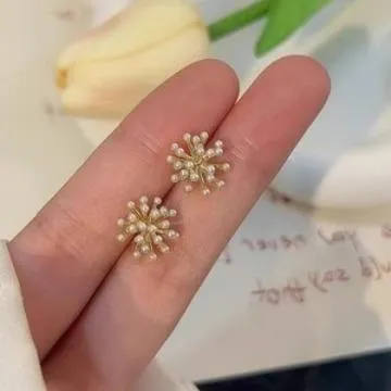 铜合金锆石耳饰 烟花耳钉新款潮气质女耳环925银针高级感耳饰迷你