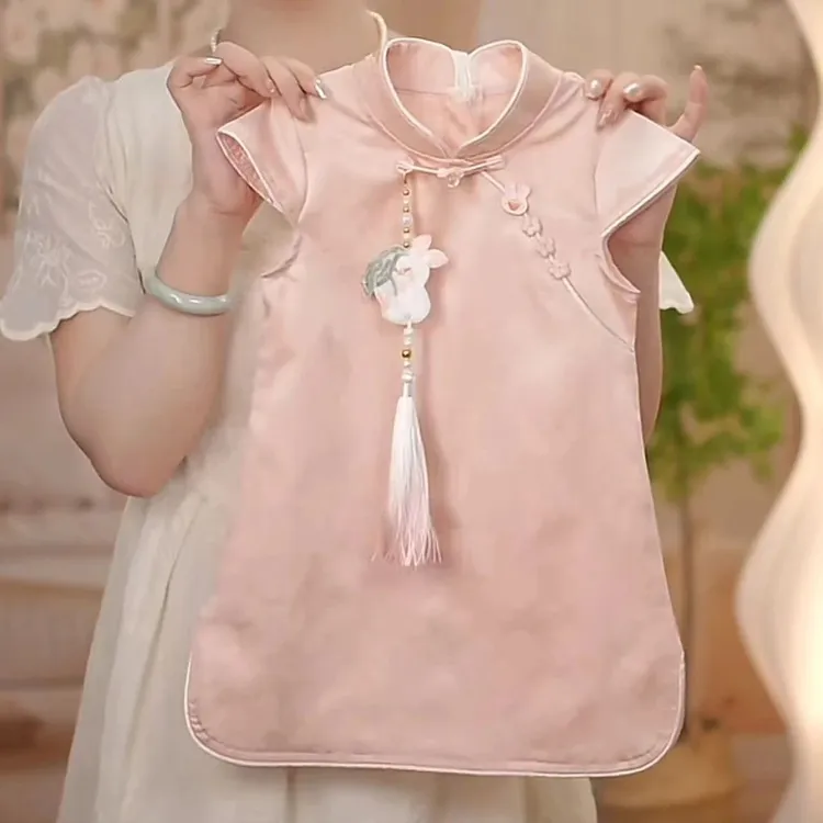 2025女童儿童宝宝民国连衣裙新款中国中式旗袍汉服改良夏季短袖裙