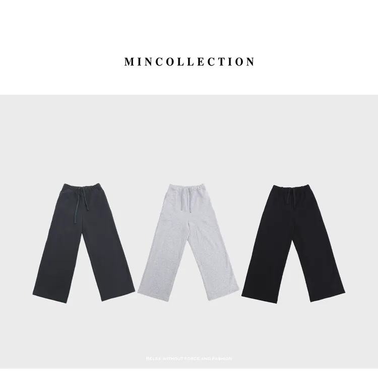 DE Mincollection九分直筒卫裤/ 早秋舒适松紧腰简约直筒休闲裤