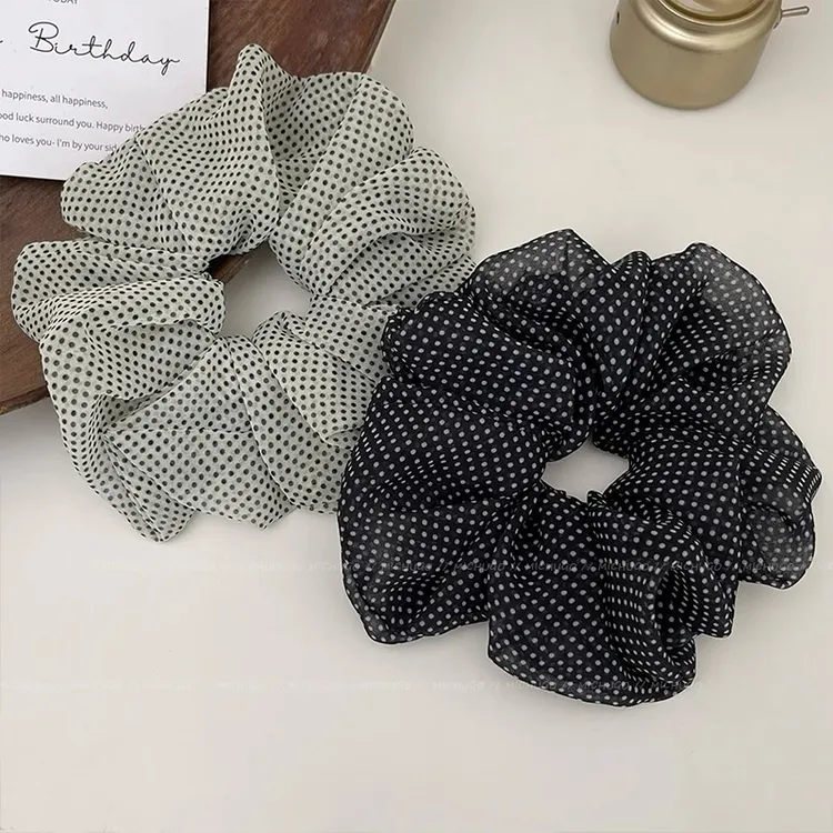 法式复古波点大肠发圈女高弹力扎发皮筋大号发绳气质耐用头绳发饰