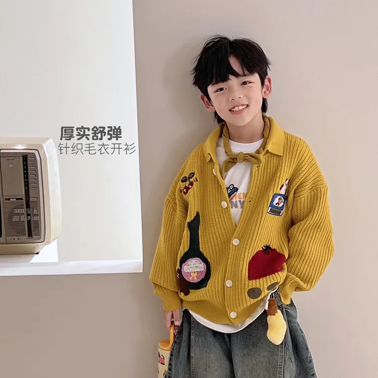 男童中大童针织衫毛衣极简儿童卡通长袖春秋休闲风5096239O2