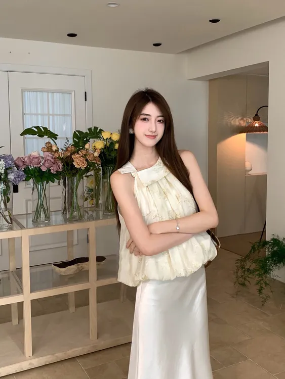 纯欲风法式名媛气质穿搭套装提花吊带背心上衣女夏季半身裙两件套