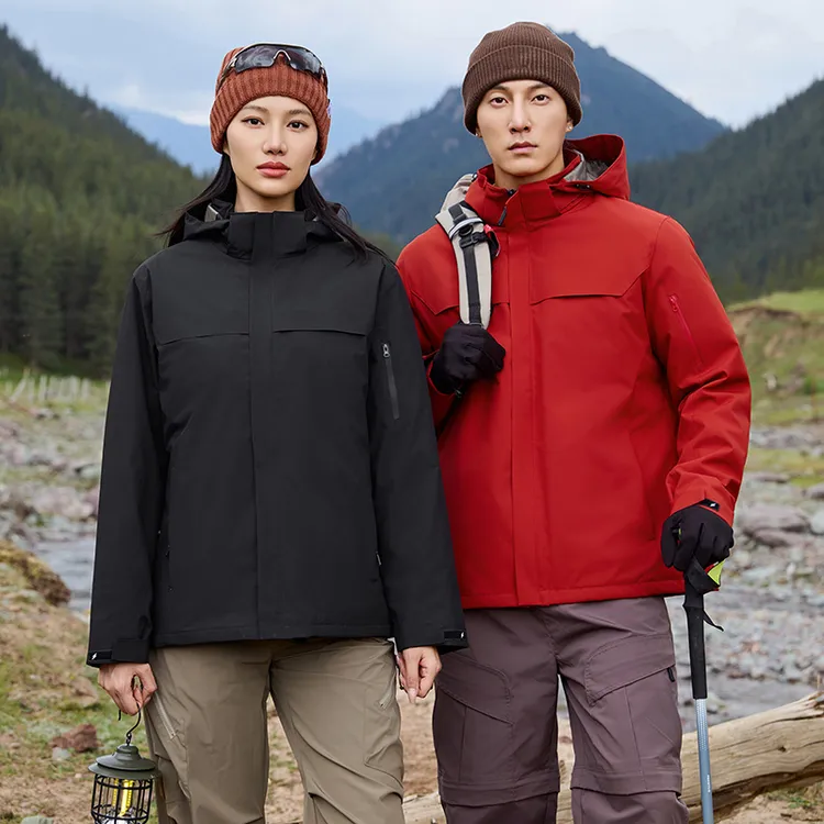 一体羽绒棉白鸭绒冲锋衣黑金石墨烯