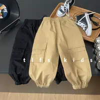 童例「25203口袋休闲棉裤」春季透气亲肤儿童韩版百搭男童女童长裤