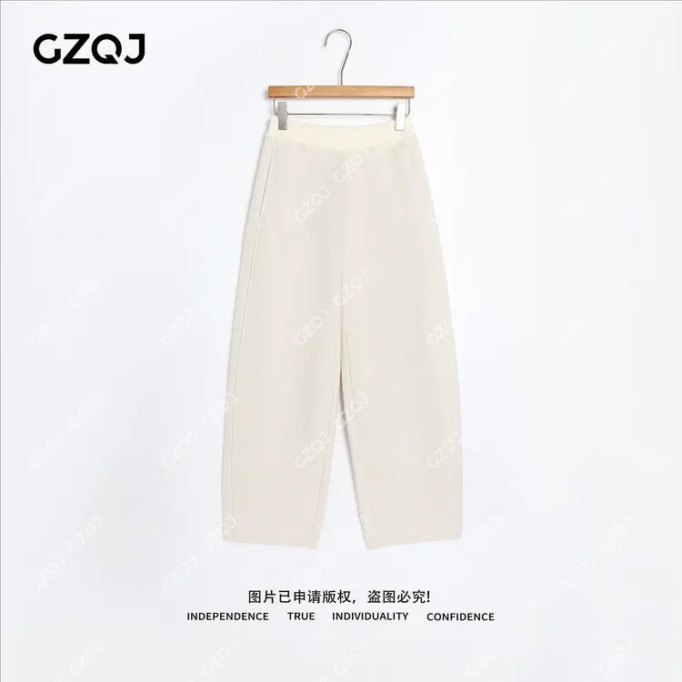 老琴私服【雾都漫游】慵懒风加绒加厚绵羊毛松紧直筒裤子女冬 35191