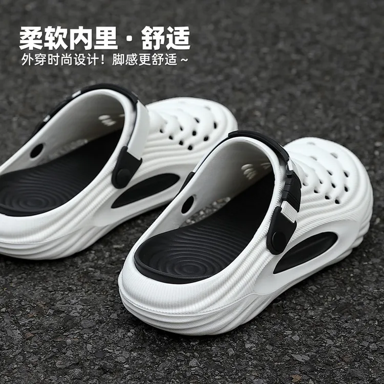 夏季外穿厚底防滑透气软底防臭耐磨时尚潮流男士情侣包头凉溯溪鞋
