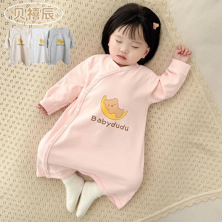 婴儿睡袋四季通用春秋装婴幼儿小月龄宝宝睡袍纯棉连体衣睡衣秋装