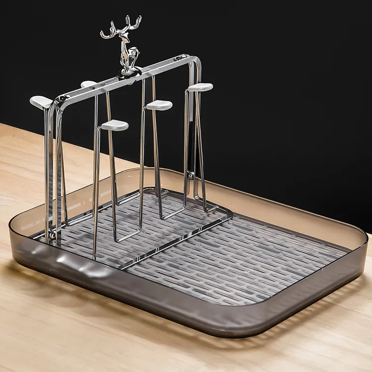 北欧麋鹿杯架家用倒挂沥水杯架客厅挂杯子收纳架置物架放茶杯托盘