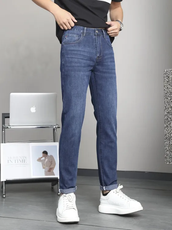 男士商务牛仔裤天丝时尚稳重休闲裤夏季薄款轻奢