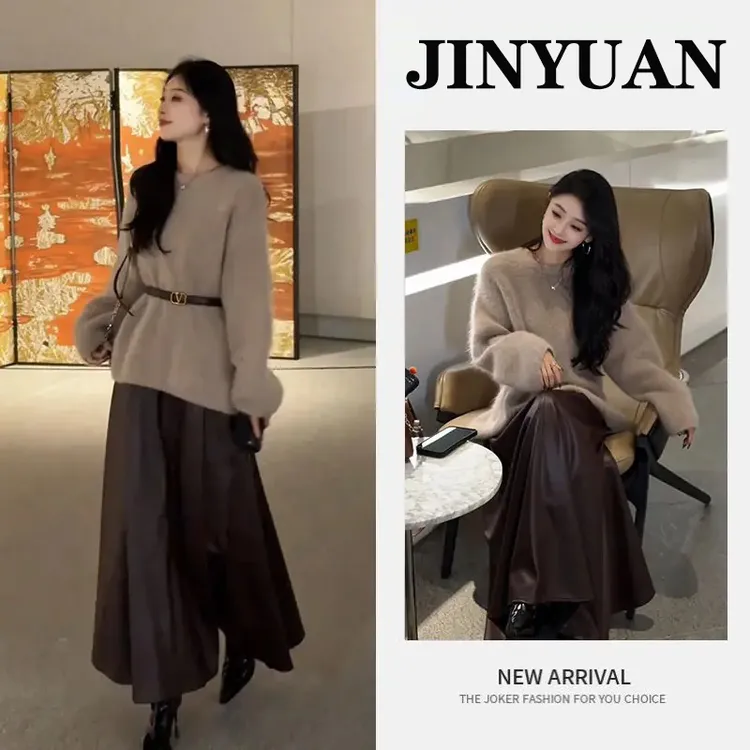 流行一整套2025秋冬季新款时尚洋气减龄韩版上衣半身裙两件套