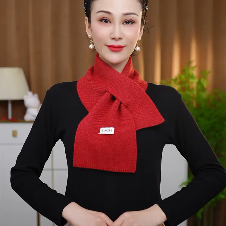 2025秋季新款百搭时尚针织羊毛短款围领纯色围巾