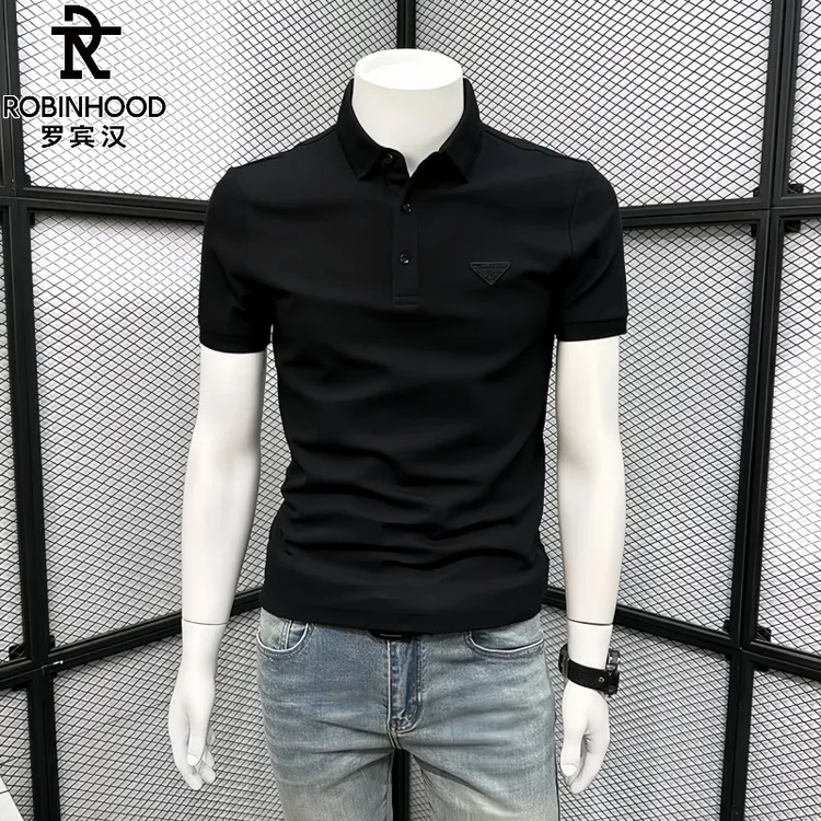 罗宾汉/ROBINHOOD夏季新款POLO衫男短袖修身潮流翻领时尚休闲半袖