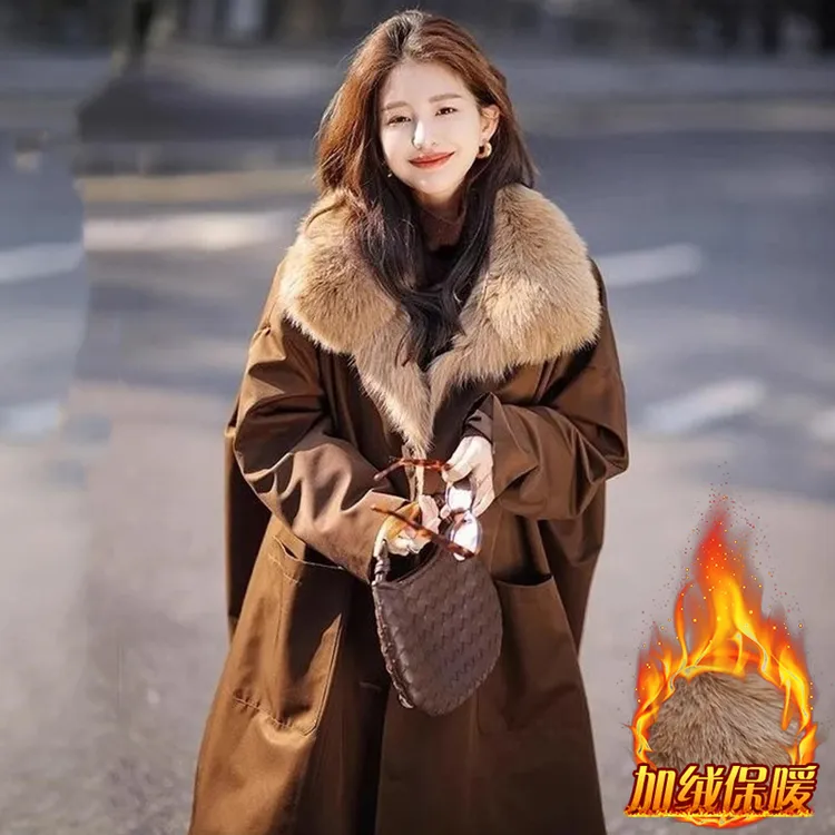 时尚轻奢派克服外套女2025年冬季新款加绒加厚宽松显瘦中长款大衣
