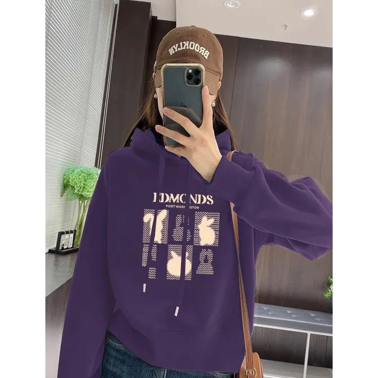 连帽卫衣女套头春秋薄款秋冬加绒韩版新款休闲百搭外套上衣ins潮