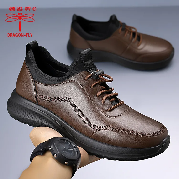 蜻蜓牌正品皮鞋男款爆款新款真皮增高软底男鞋男士鞋子男款秋冬季