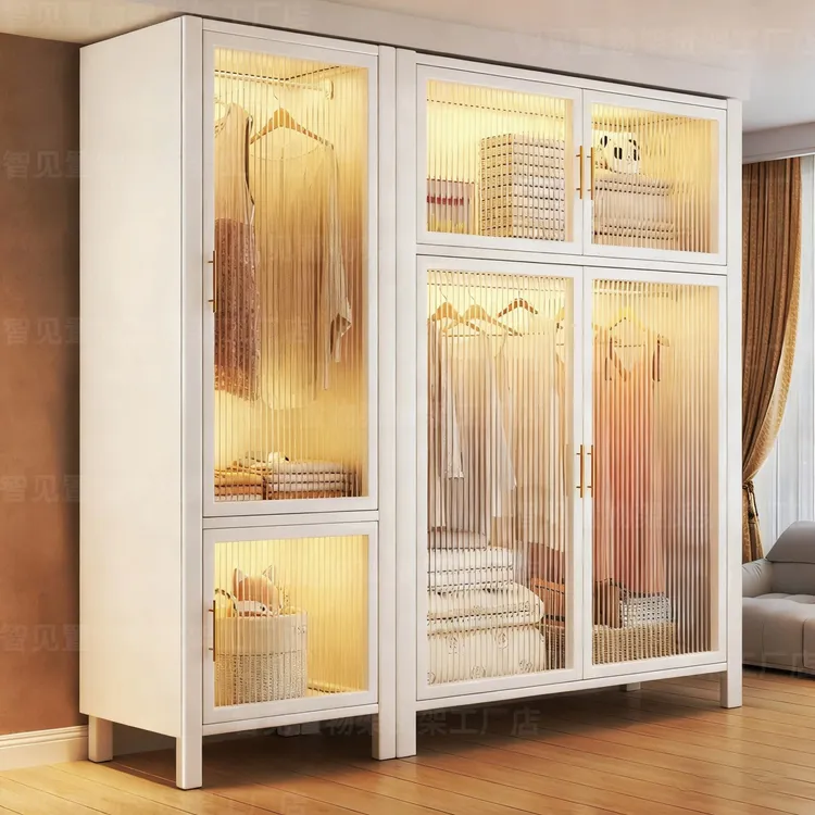 钢制衣柜家用卧室柜子新款简易组装2025新款金属小户型大衣橱