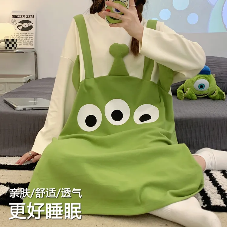 学生睡裙女款爆款2025新款春秋长袖睡衣ins宿舍可外穿家居服裙子