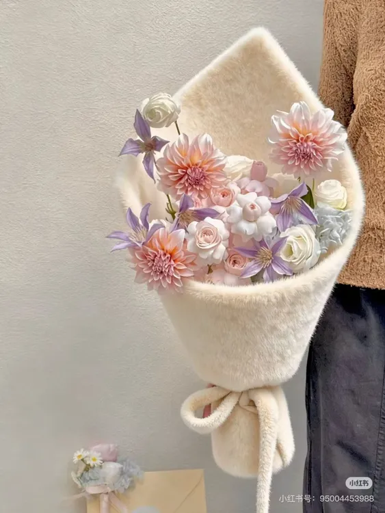 毛绒绒布料鲜花花束包花布花店diy装饰面料包装资材