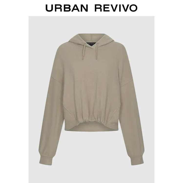 UR2025秋季新款女气质抽褶下摆连帽抽绳超宽松卫衣UWM450188