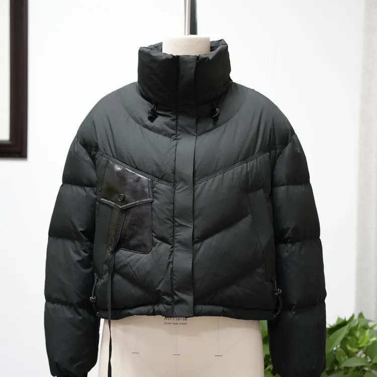 短款纯色宽松型保暖羽绒服黑色冬季防风面包服百搭休闲