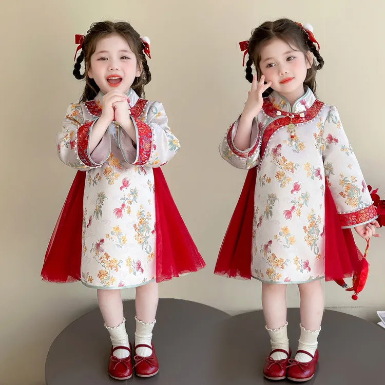 中秋节女童汉服秋装女宝宝中国风唐装国庆节衣服儿童新中式演出服