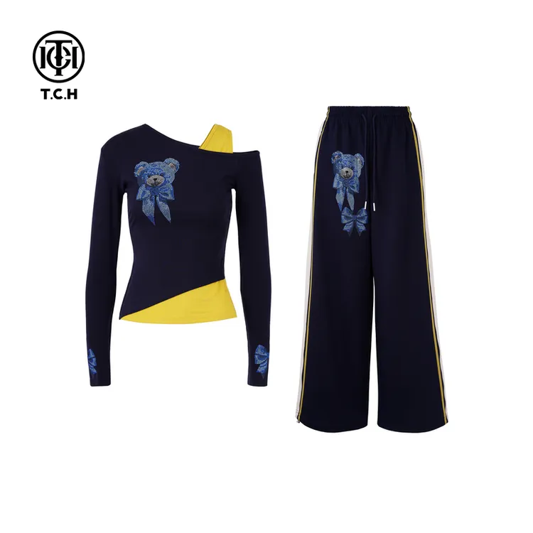 私服-TCH潮牌25春夏新款烫钻工艺休闲时尚百搭套装T75A07E5009
