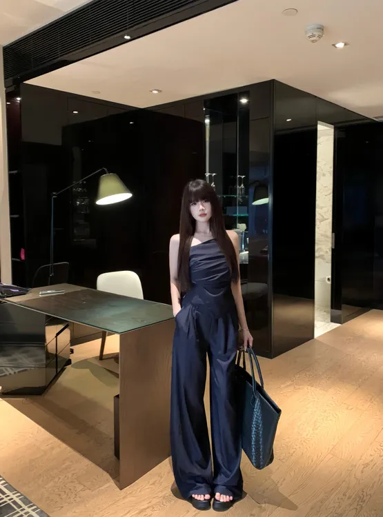 老钱风时尚两件套装女夏季2025新款无袖辣妹抹胸上衣高腰休闲长裤