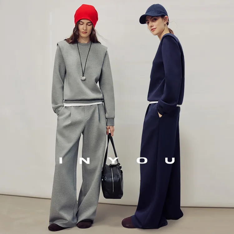 因由  轻生活套头懒人时髦卫衣长裤套装