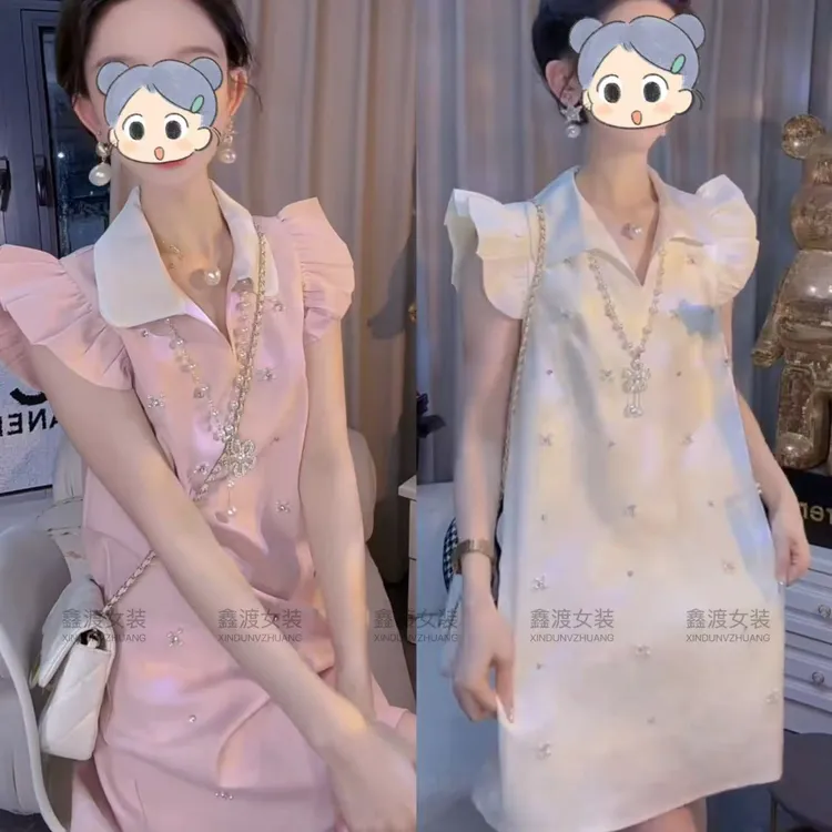 2025夏季新款时尚显瘦气质女士网红洋气连衣裙百搭款D5840