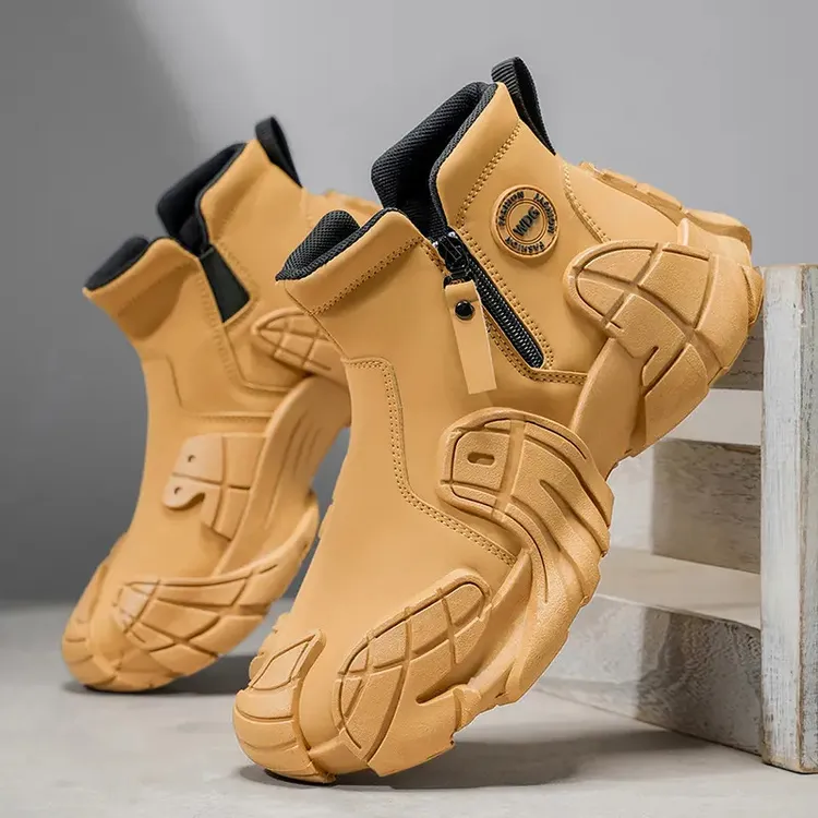 防滑防水拉链耐磨马丁靴厚底户外休闲靴子男潮流时尚高帮运动鞋男