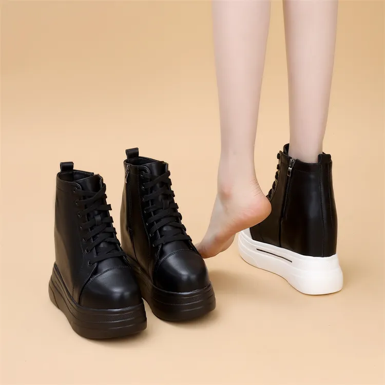 2025春季加绒14cm超轻厚底隐形小个子内增高百搭低帮鞋韩版宴会靴