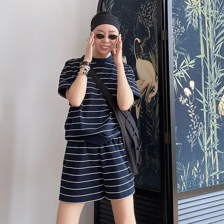 Action Studios 【免搭套装】休闲条纹T恤短裤套装WF063TX/WF060DK