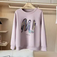 【美丽好心情】铜氨丝百搭减龄轻奢设计款M字母显瘦卫衣A7327#8556