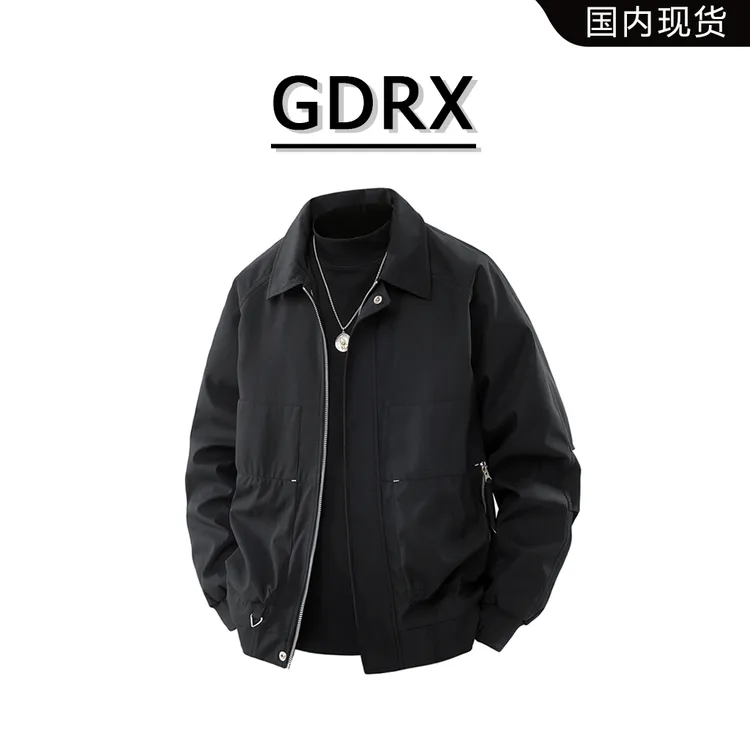 GDRX美式复古翻领男款夹克2025秋季个性设计感休闲宽松轻奢外套