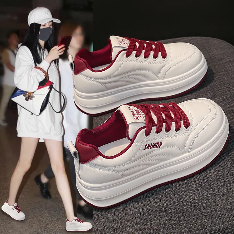 厚底小白鞋女显瘦2025新款秋季百搭透气休闲鞋小个子增高爆款板鞋