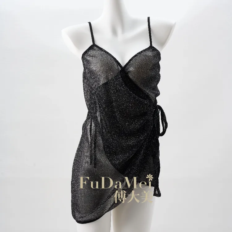 【小胸可穿】黑色蕾丝性感吊带睡衣纯欲风女款露背大码系带约会睡裙