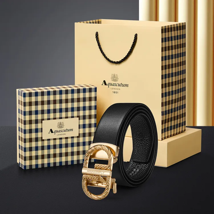 Aquascutum雅格狮丹【父亲节礼物】男士皮带闪钻腰带礼盒节日送礼