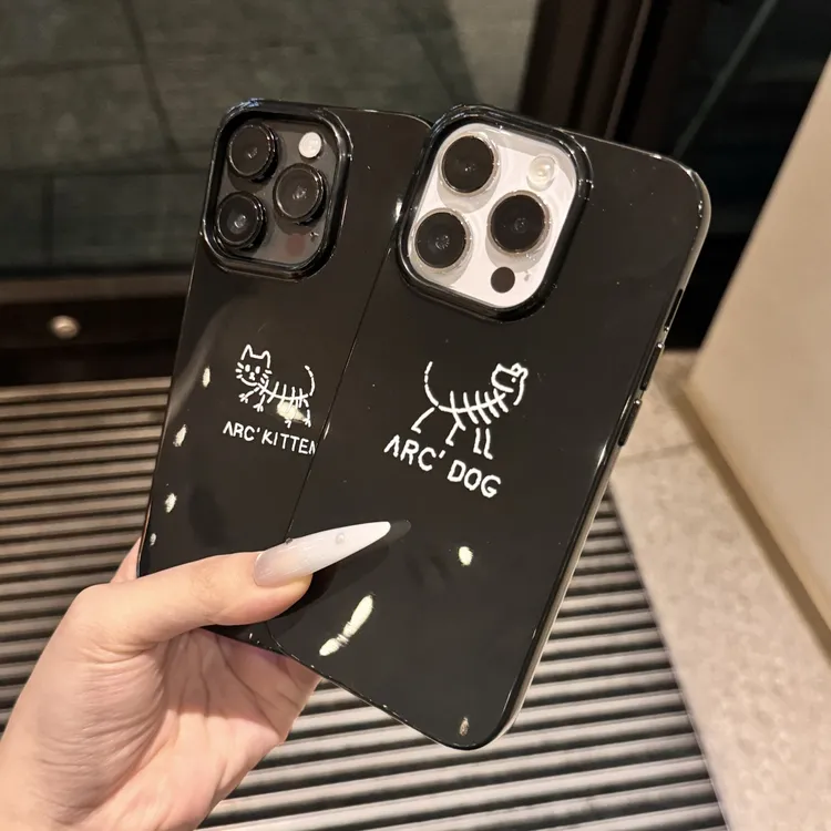 始祖骷髅小狗猫咪亮面果冻适用苹果16iPhone15情侣手机壳14防摔软