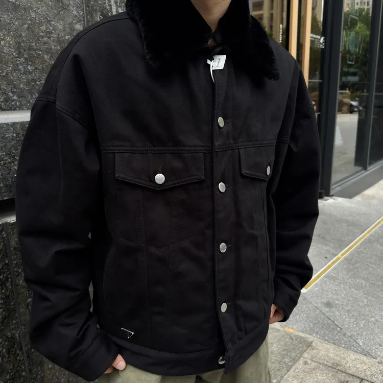 未使用 Prada/普拉达 新款三角标羊毛牛仔棉服/L/工价23800/r3647