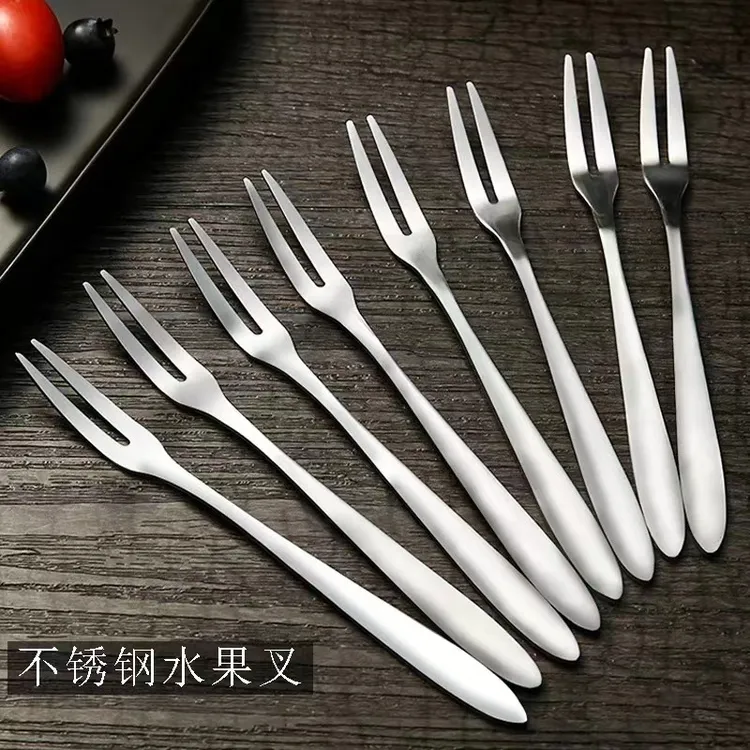 埃恩304不锈钢水果叉德系蛋糕叉子410水果尖尾餐具月饼叉礼品