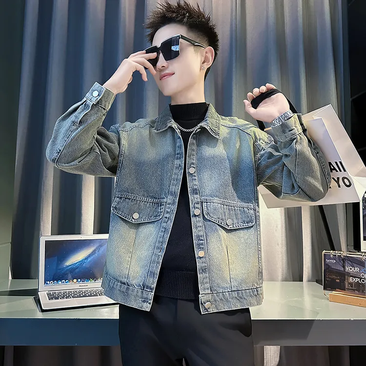 牛仔外套男韩版潮流百搭春秋男装上衣2025新款男士潮牌翻领夹克衫