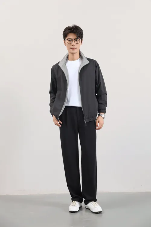 L&P【25800】双面穿山羊绒混纺老钱风拉链立领夹克男士外套秋冬款