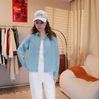 150小个子牛仔衬衣一米五小个子女装145小个子牛仔衬衫上衣