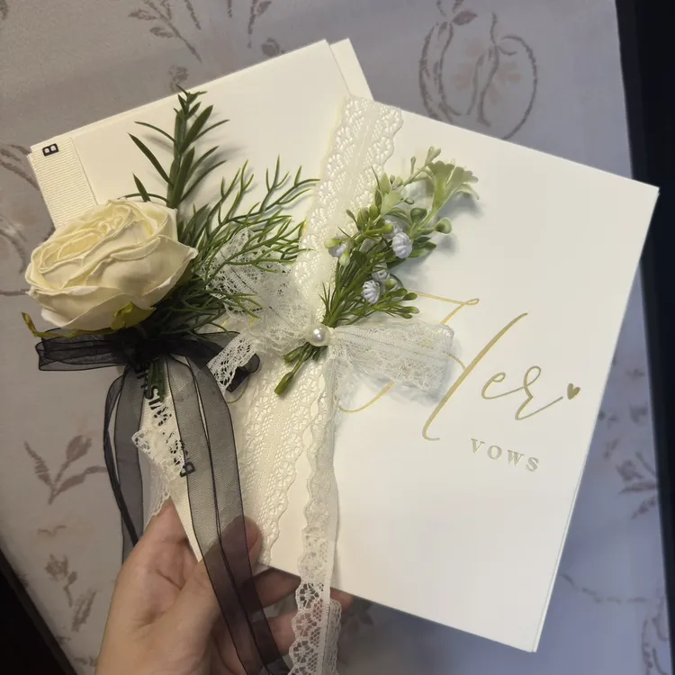 结婚誓言卡婚礼新娘新郎卡片手写森系小清新致辞本法式宣言誓词本