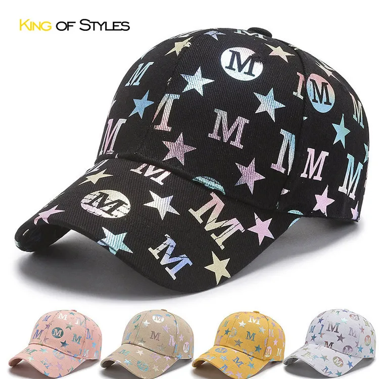 帽子女春夏韩版涂鸦M鸭舌帽学生太帽时尚星星帽情侣棒球帽