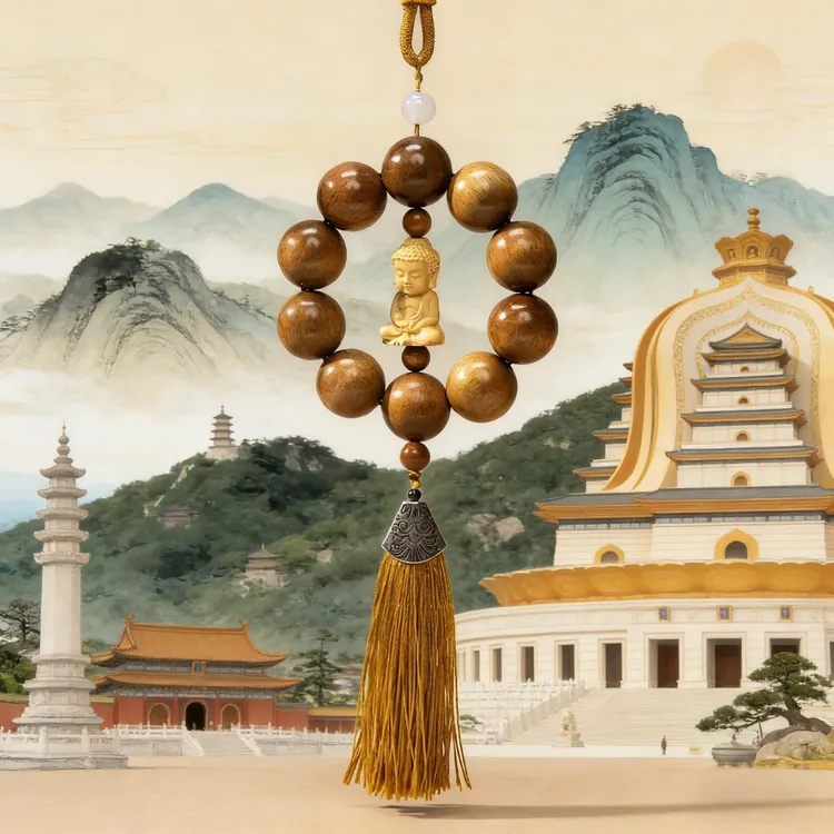 普陀小帅推荐文玩手串新款高级金咝楠木挂件汽车车挂饰品商品图