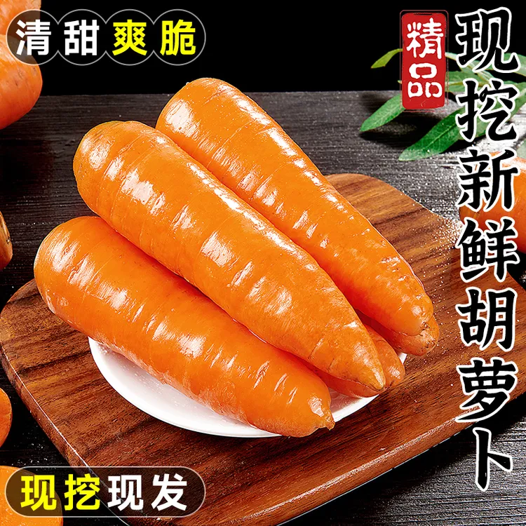新鲜胡萝卜5斤现挖农家自种红萝卜批发新鲜蔬菜包邮脆甜营养丰富