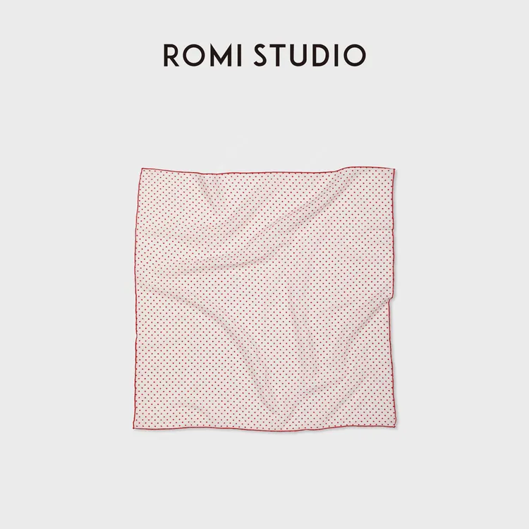 ROMI STUDIO“法式波点”复古圆点小方巾百搭文艺丝巾 RWDSP02083