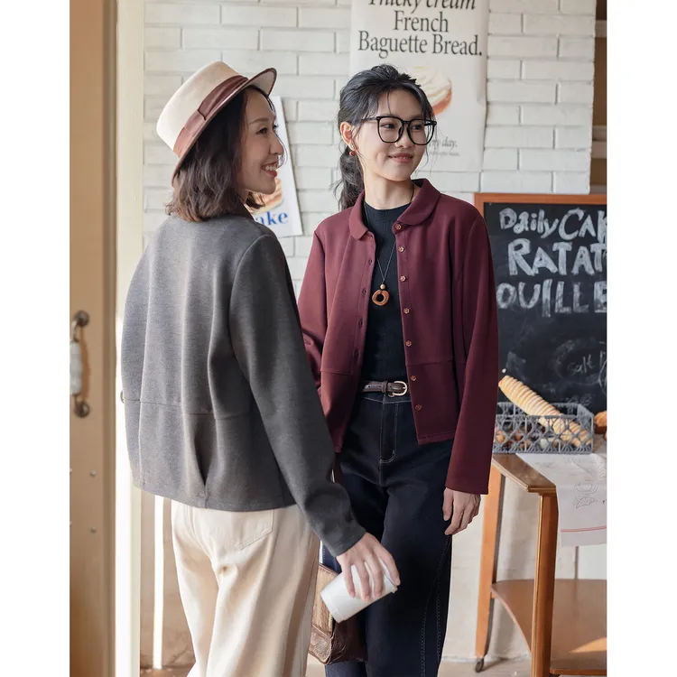 红念黄色毛呢外套女短款小个子高级感2025年琥珀流光气质春秋上衣