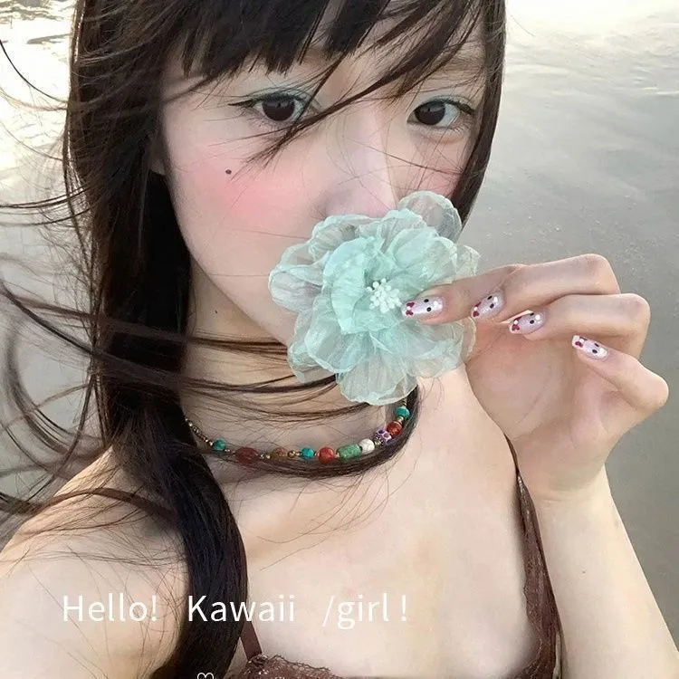 早春白月光纱纱花朵发夹氛围仿真花头饰发卡新款发饰夹子